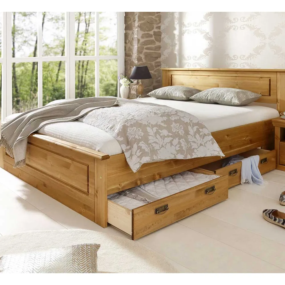 Wohnen Betten<Modernes Landhausbett aus Kiefer - Inhusa