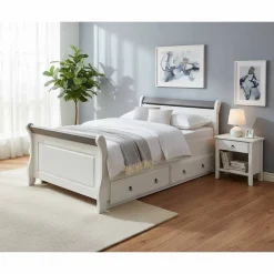 Wohnen Betten<Modernes Landhausbett in Weiß & Grau - Caneon