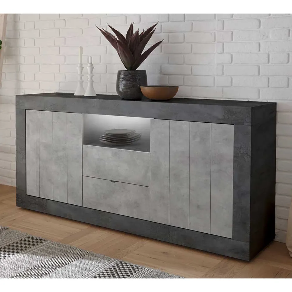 Wohnen Sideboards<Modernes Sockel Sideboard in Beton Grau - Calla