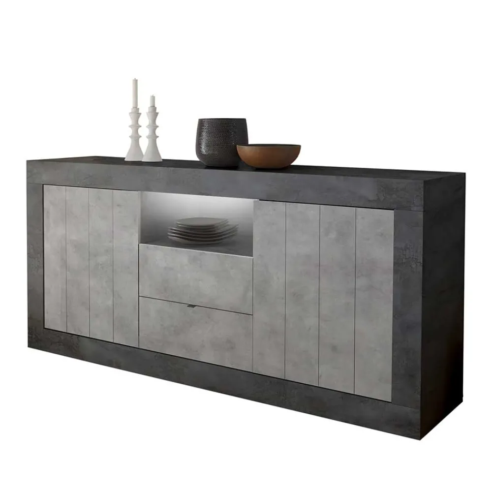 Wohnen Sideboards<Modernes Sockel Sideboard in Beton Grau - Calla