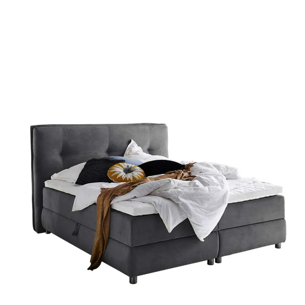 Wohnen Betten<Modernes Stauraum-Boxspringbett in Anthrazit - Zavagossa
