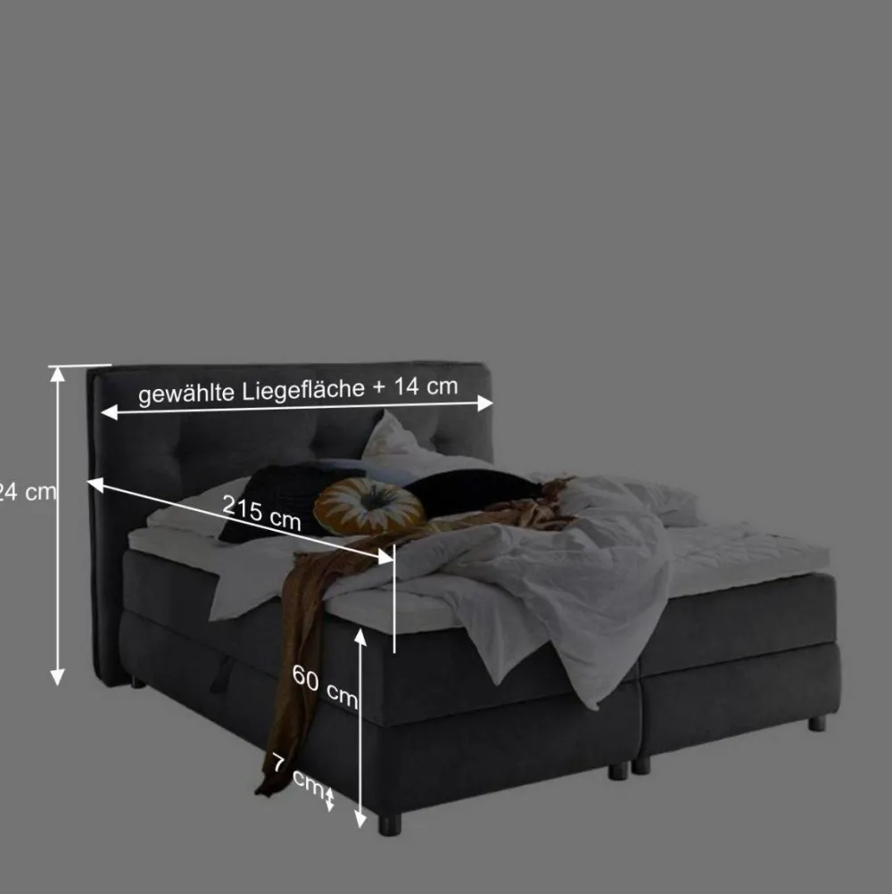 Wohnen Betten<Modernes Stauraum-Boxspringbett in Anthrazit - Zavagossa