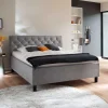 Wohnen Betten<Modernes Stoffbett mit Bettkasten in Hellgrau - Villaro