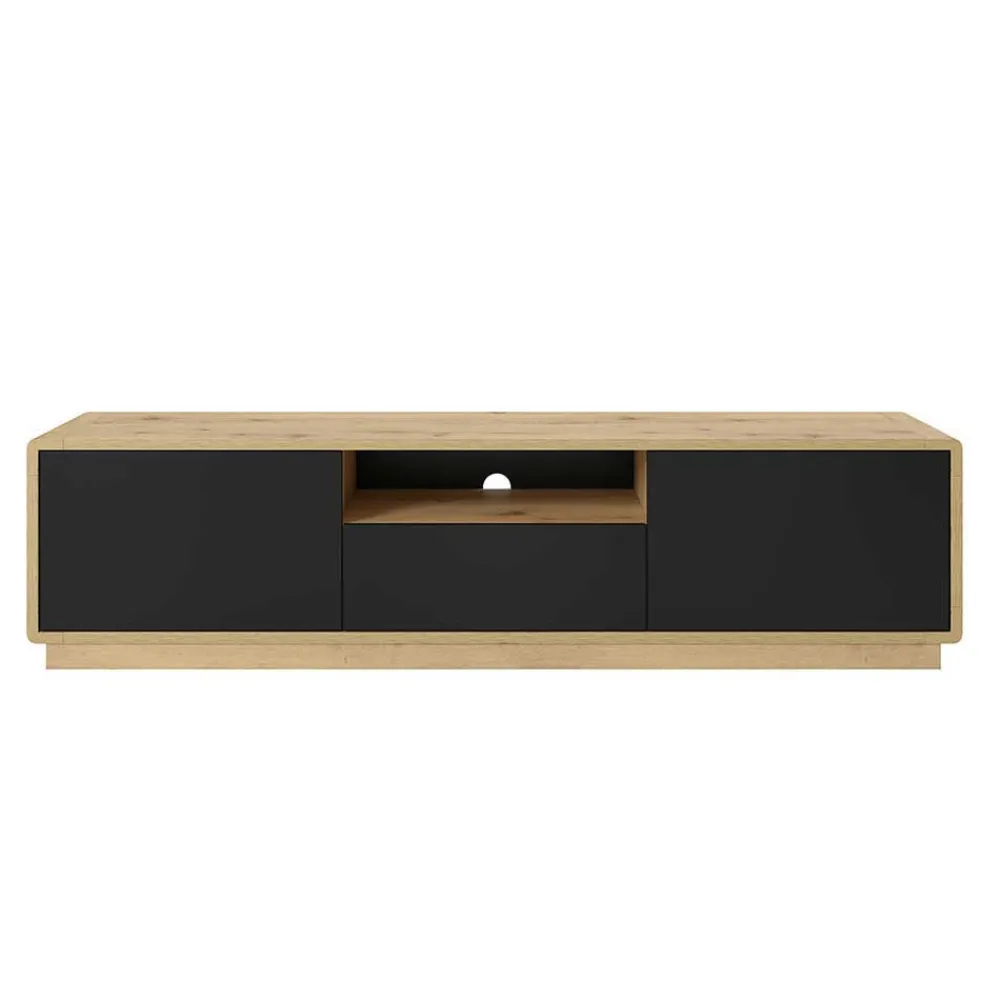 Wohnen Lowboards<Modernes TV Lowboard in Schwarz & Wildeiche Optik - Ilunas