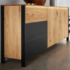 Wohnen Sideboards<Modernes Wildeiche Sideboard mit LED Licht - Viligrana