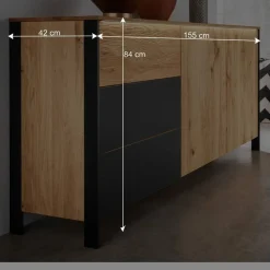 Wohnen Sideboards<Modernes Wildeiche Sideboard mit LED Licht - Viligrana