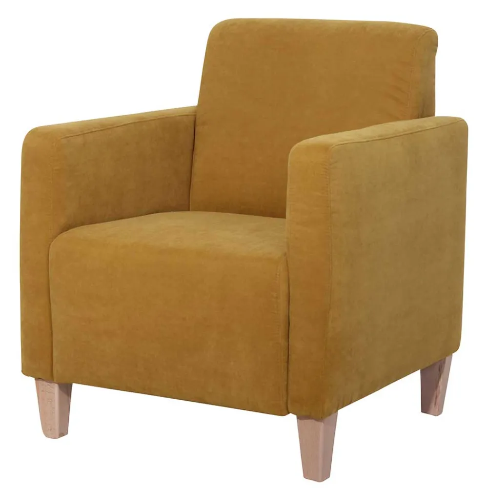 Wohnen Sessel<Modern-kantiger Sessel in Gelb und Buche - Crasting