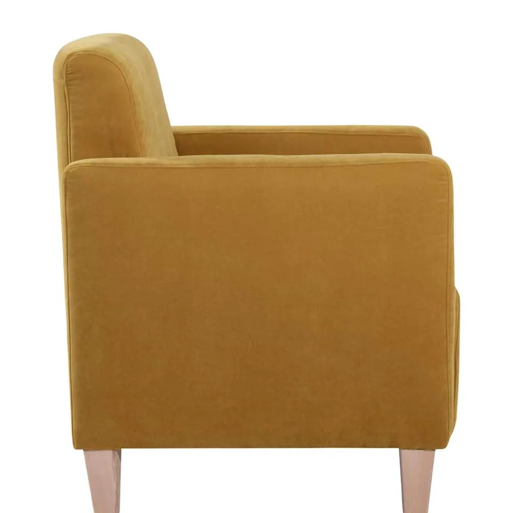 Wohnen Sessel<Modern-kantiger Sessel in Gelb und Buche - Crasting
