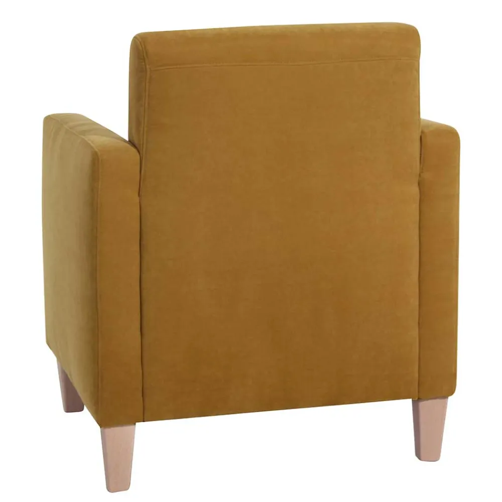 Wohnen Sessel<Modern-kantiger Sessel in Gelb und Buche - Crasting