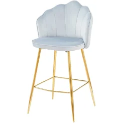 Wohnen Hocker<Muschel Barstühle in Hellgrau & Gold - Locceri (2er Set)