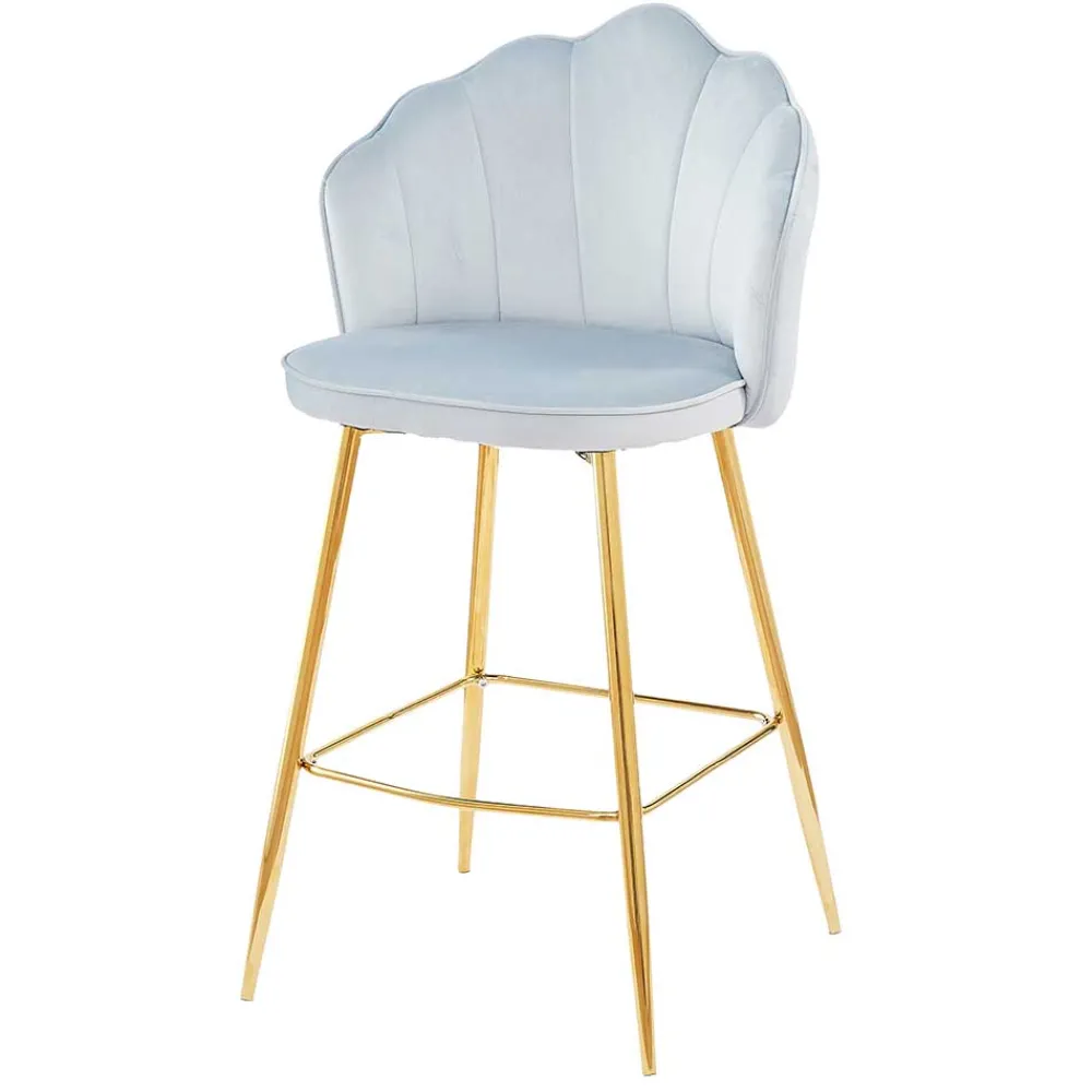 Wohnen Hocker<Muschel Barstühle in Hellgrau & Gold - Locceri (2er Set)