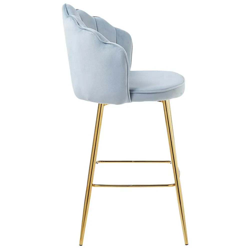 Wohnen Hocker<Muschel Barstühle in Hellgrau & Gold - Locceri (2er Set)