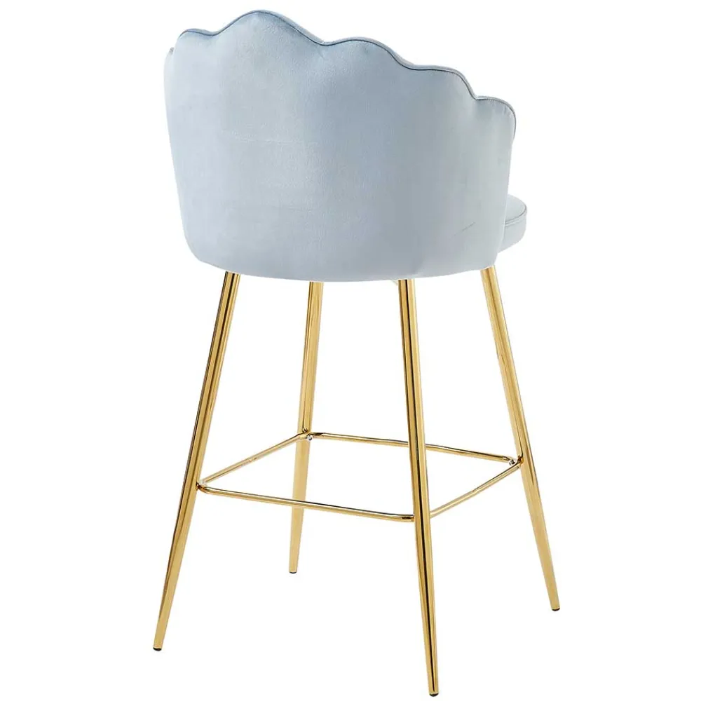 Wohnen Hocker<Muschel Barstühle in Hellgrau & Gold - Locceri (2er Set)
