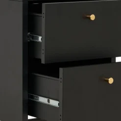 Wohnen Kommoden<Nachtkommode in Schwarz mit Gold - Singular