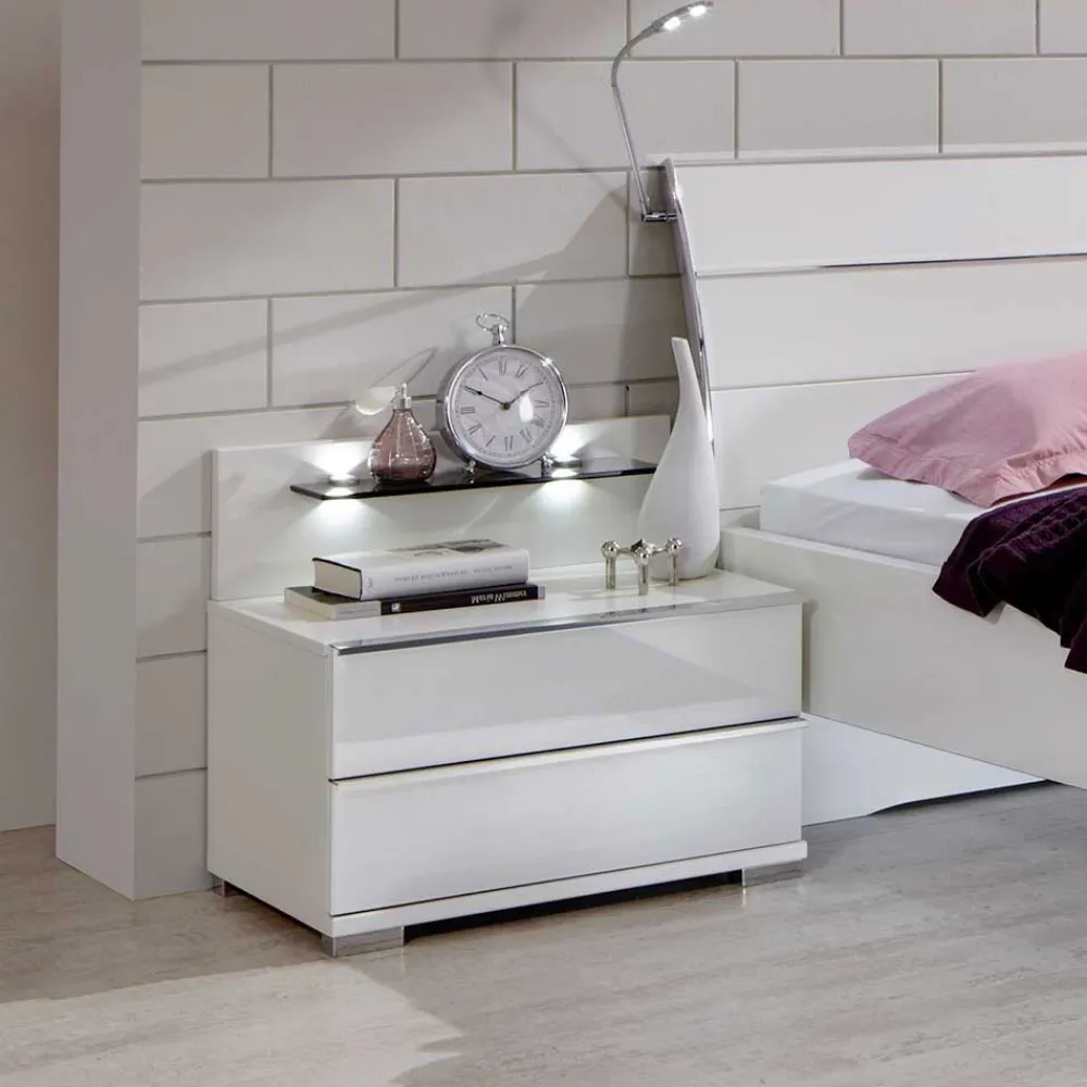Wohnen Kommoden<Nachttischkommode Donpiave in Weiß Glas beschichtet