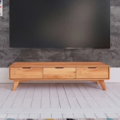 Wohnen Tv & Hifi-Möbel|Lowboards<Naturholz TV Element mit 3 Schubladen - Junola