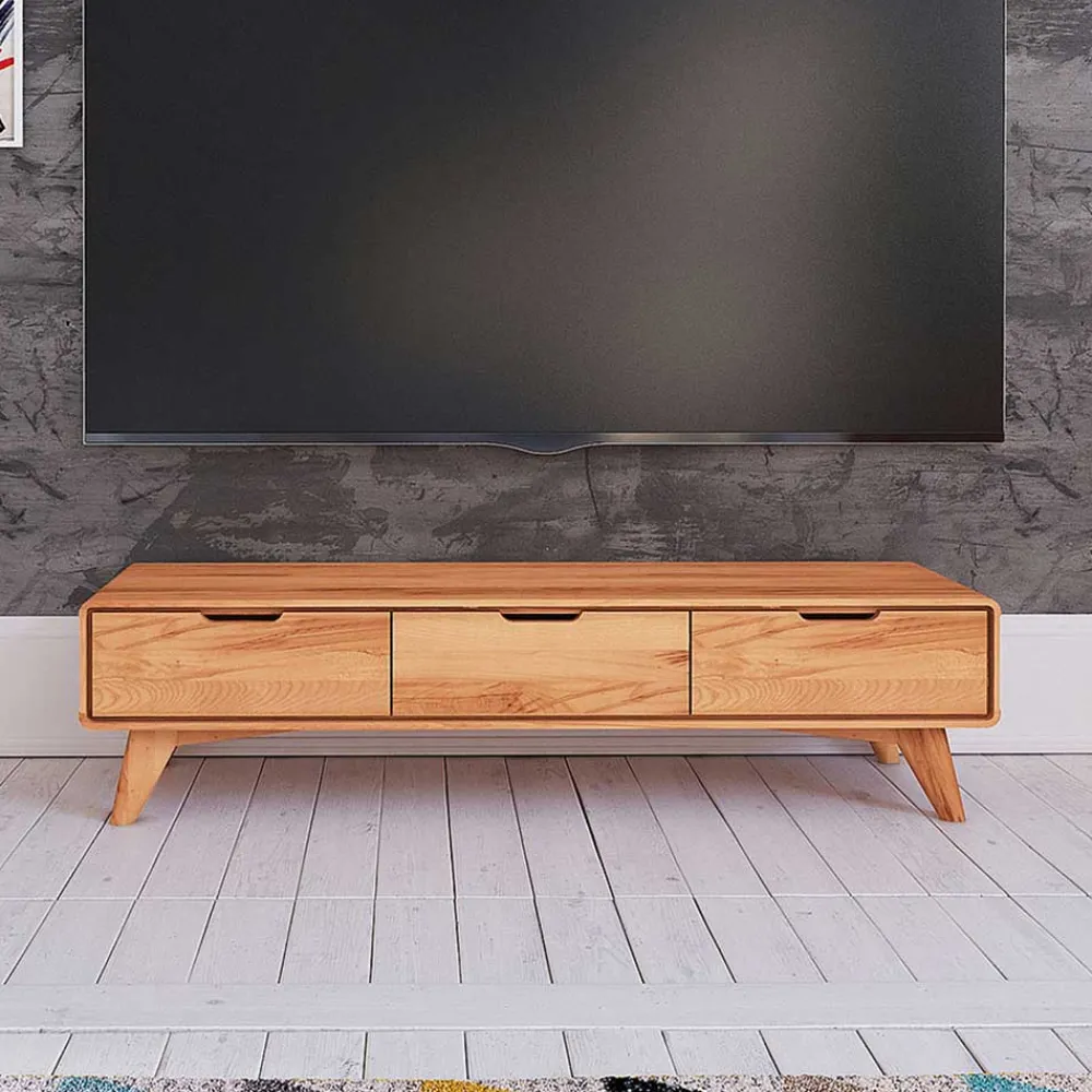Wohnen Tv & Hifi-Möbel|Lowboards<Naturholz TV Element mit 3 Schubladen - Junola