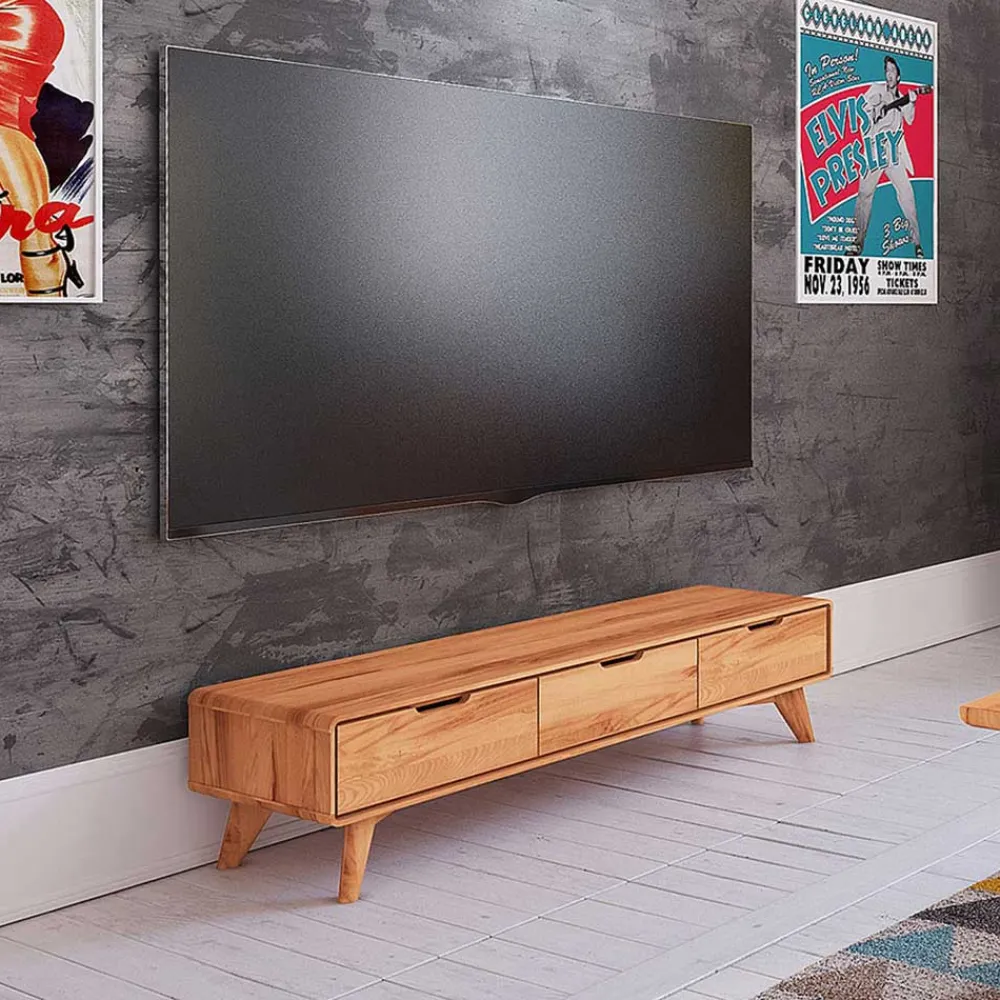 Wohnen Tv & Hifi-Möbel|Lowboards<Naturholz TV Element mit 3 Schubladen - Junola