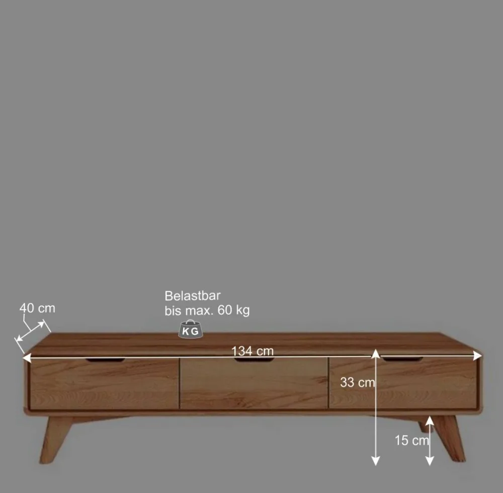 Wohnen Tv & Hifi-Möbel|Lowboards<Naturholz TV Element mit 3 Schubladen - Junola