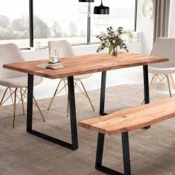 Wohnen Tische<Naturkanten-Tisch mit Trapezbeinen - Captain