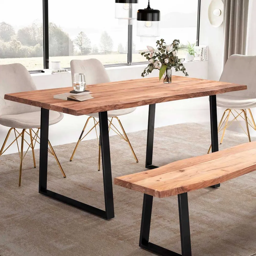 Wohnen Tische<Naturkanten-Tisch mit Trapezbeinen - Captain