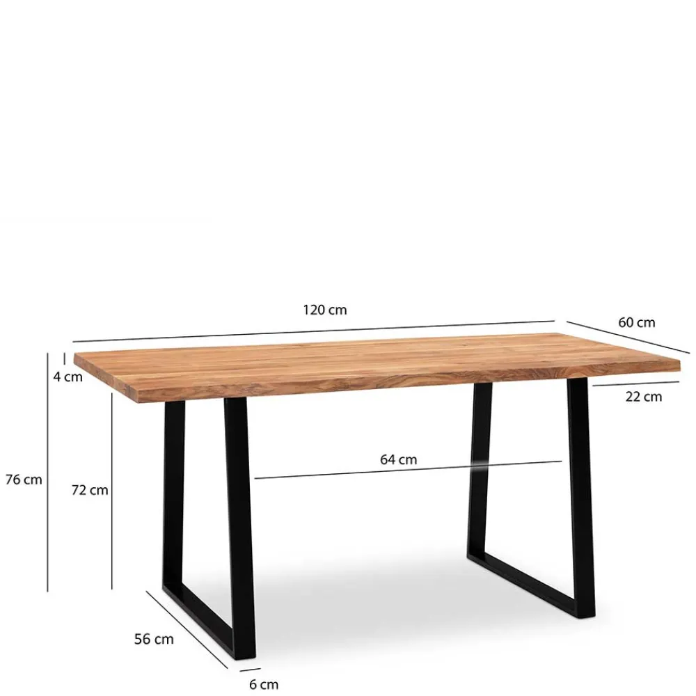 Wohnen Tische<Naturkanten-Tisch mit Trapezbeinen - Captain