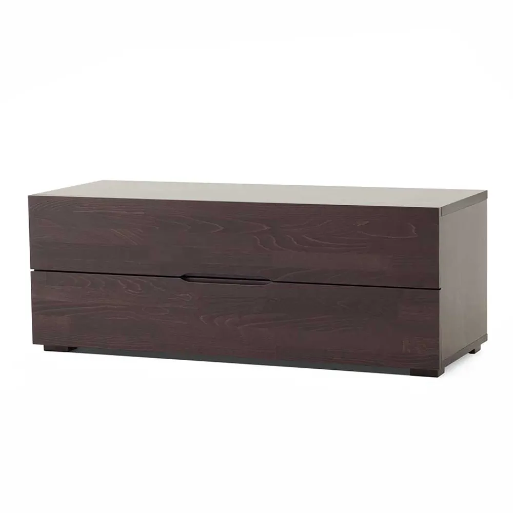 Wohnen Tv & Hifi-Möbel|Lowboards<Niedrige Kommode in Wengefarben Adaja aus massiver Buche