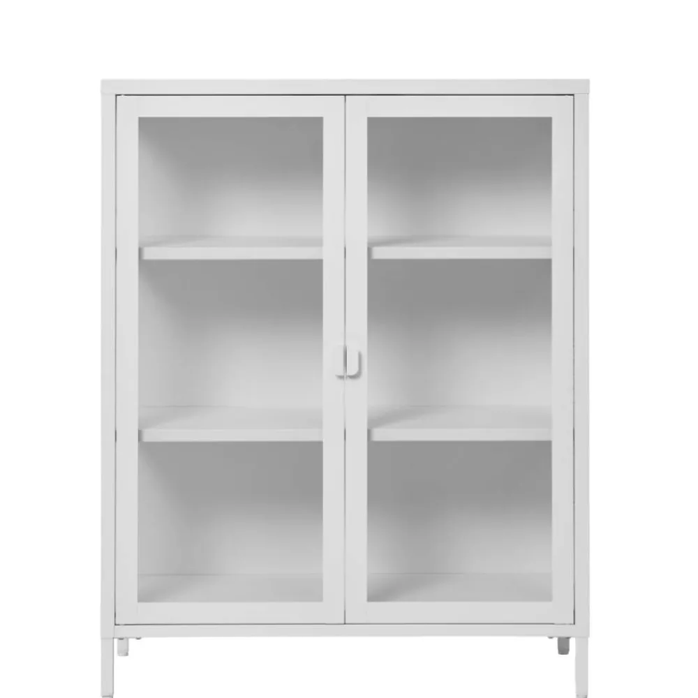 Wohnen Vitrinen<Niedrige Vitrine aus Stahl in Weiß - Sancrez
