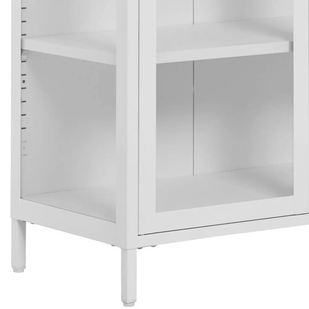 Wohnen Vitrinen<Niedrige Vitrine aus Stahl in Weiß - Sancrez
