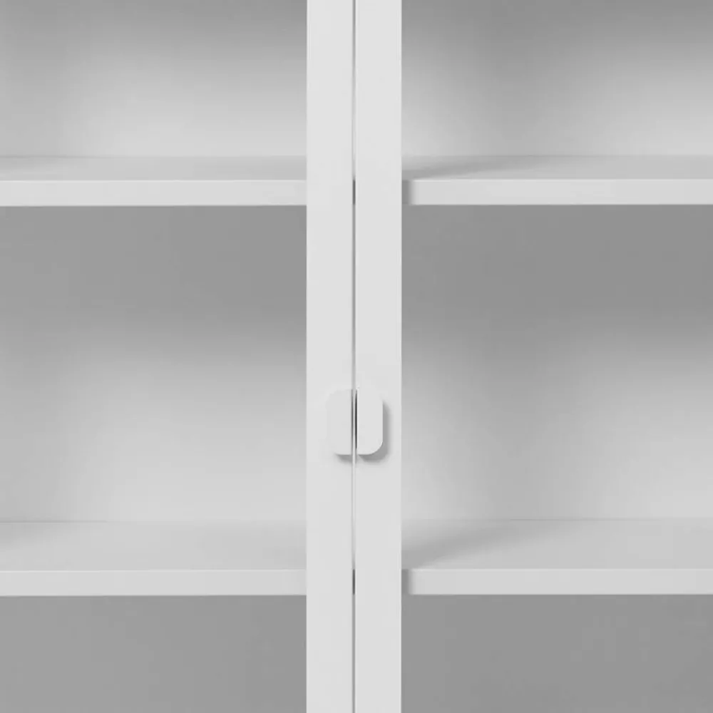 Wohnen Vitrinen<Niedrige Vitrine aus Stahl in Weiß - Sancrez