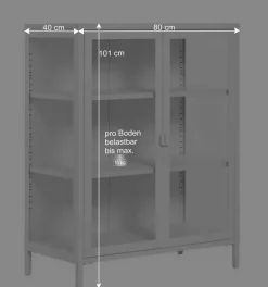 Wohnen Vitrinen<Niedrige Vitrine aus Stahl in Weiß - Sancrez