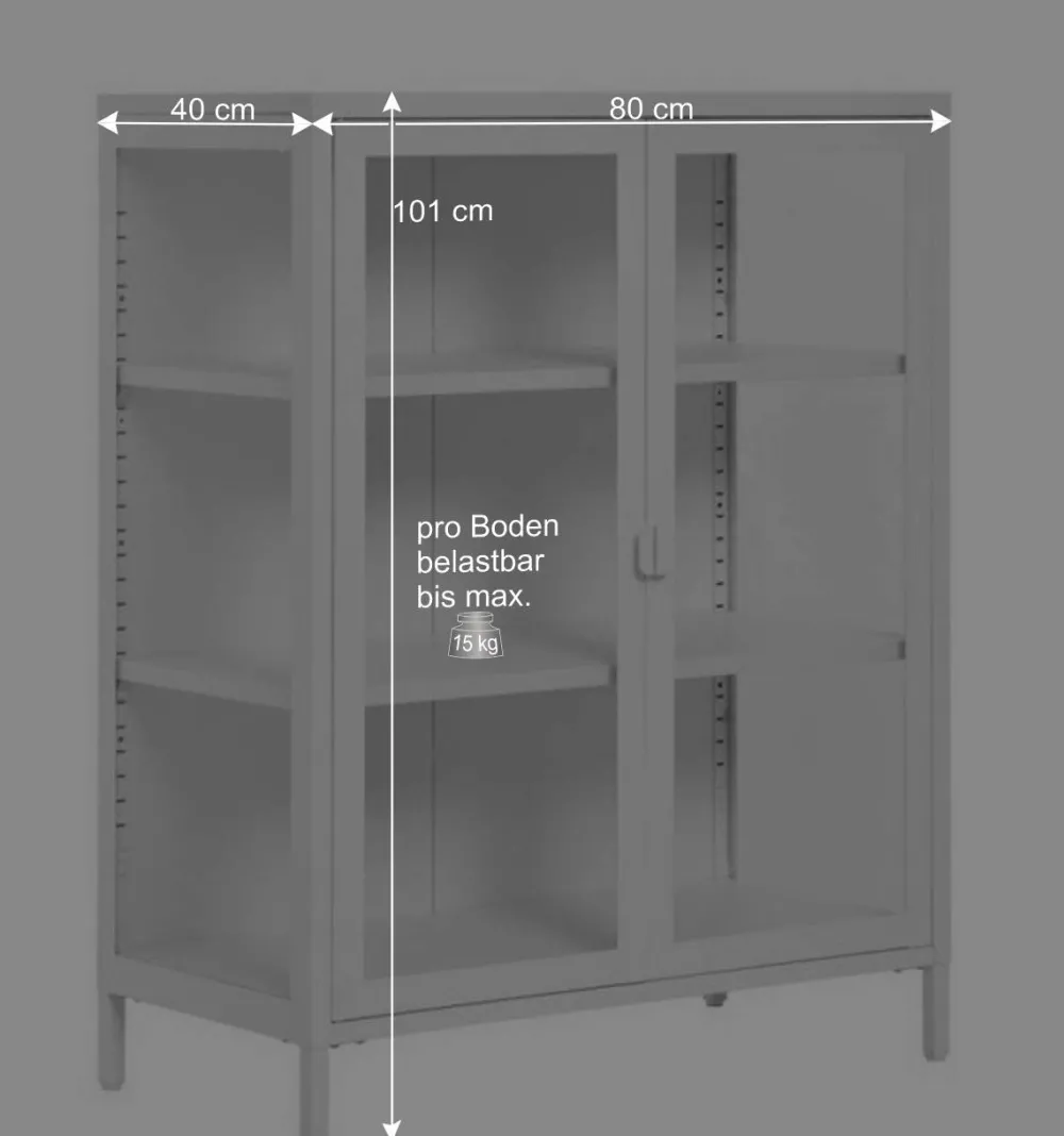 Wohnen Vitrinen<Niedrige Vitrine aus Stahl in Weiß - Sancrez