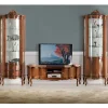 Wohnen Wohnwände<Nussbaum Furnier Wohnwand Barock Dentro 325cm breit (dreiteilig)