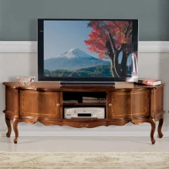 Wohnen Wohnwände<Nussbaum Furnier Wohnwand Barock Dentro 325cm breit (dreiteilig)