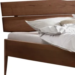 Wohnen Betten<Nussbaum Holzbett mit Baumkante Kopfteil - Elegatos