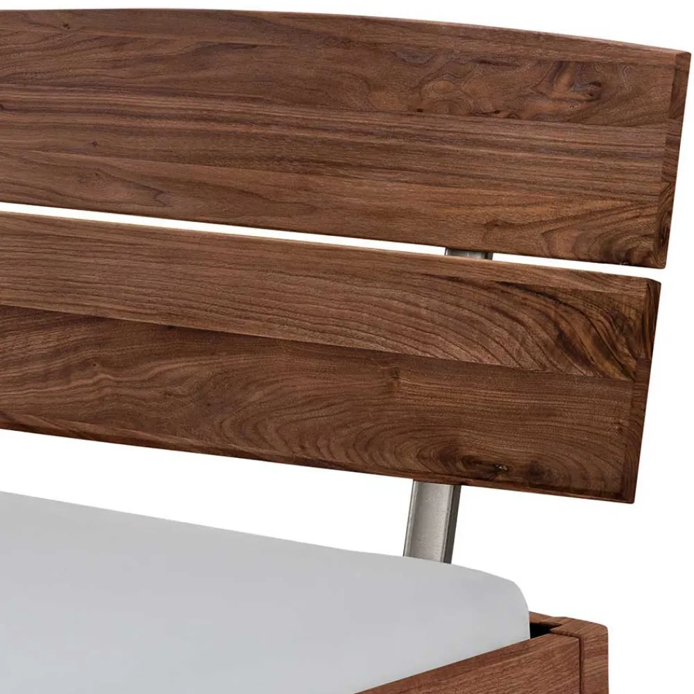 Wohnen Betten<Nussbaum Holzbett mit Baumkante Kopfteil - Elegatos
