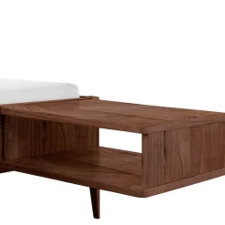 Wohnen Betten<Nussbaum Holzbett mit Baumkante Kopfteil - Elegatos