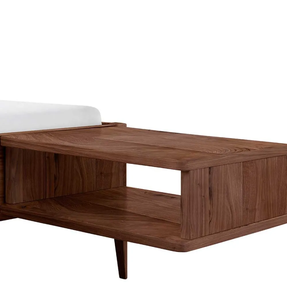 Wohnen Betten<Nussbaum Holzbett mit Baumkante Kopfteil - Elegatos