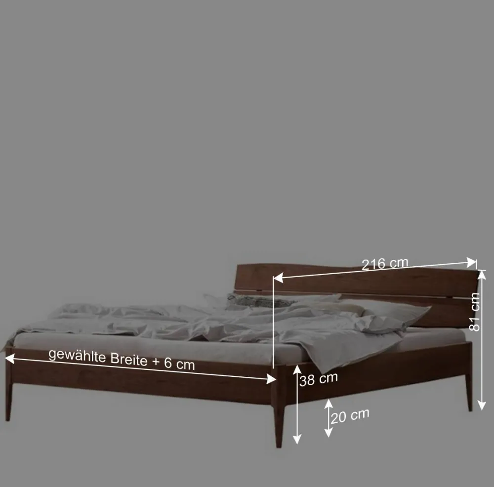 Wohnen Betten<Nussbaum Holzbett mit Baumkante Kopfteil - Elegatos