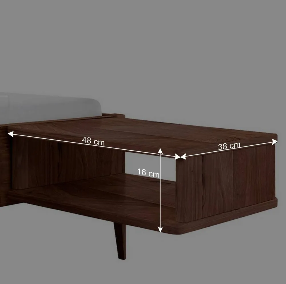 Wohnen Betten<Nussbaum Holzbett mit Baumkante Kopfteil - Elegatos