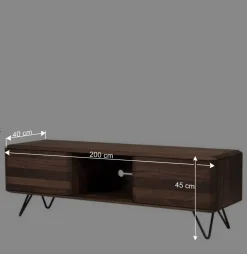 Wohnen Tv & Hifi-Möbel|Lowboards<Nussbaum TV Schrank mit Metallbeinen - Rivossa