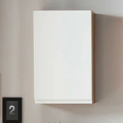Wohnen Schränke<Oberer Badezimmerschrank in Weiß & Wildeiche - Eight