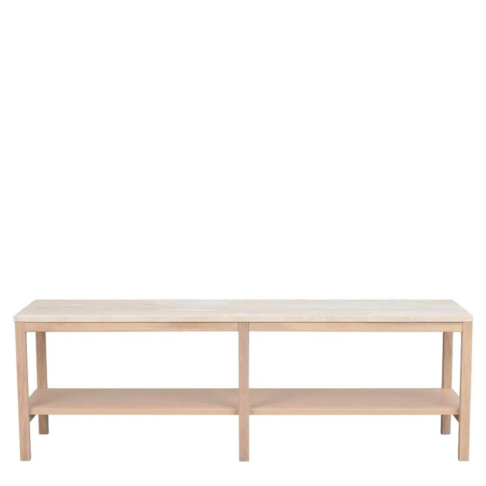 Wohnen Tv & Hifi-Möbel|Lowboards<Offenes Lowboard Regal mit Travertin Deckplatte - Kentos