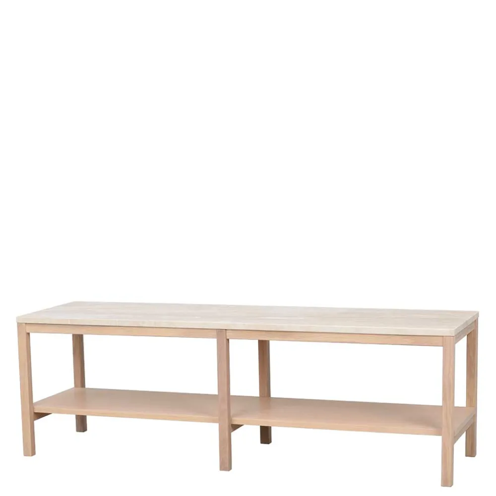Wohnen Tv & Hifi-Möbel|Lowboards<Offenes Lowboard Regal mit Travertin Deckplatte - Kentos