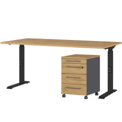 Wohnen Tische<Officetisch mit Rollcontainer Set - Eture (zweiteilig)