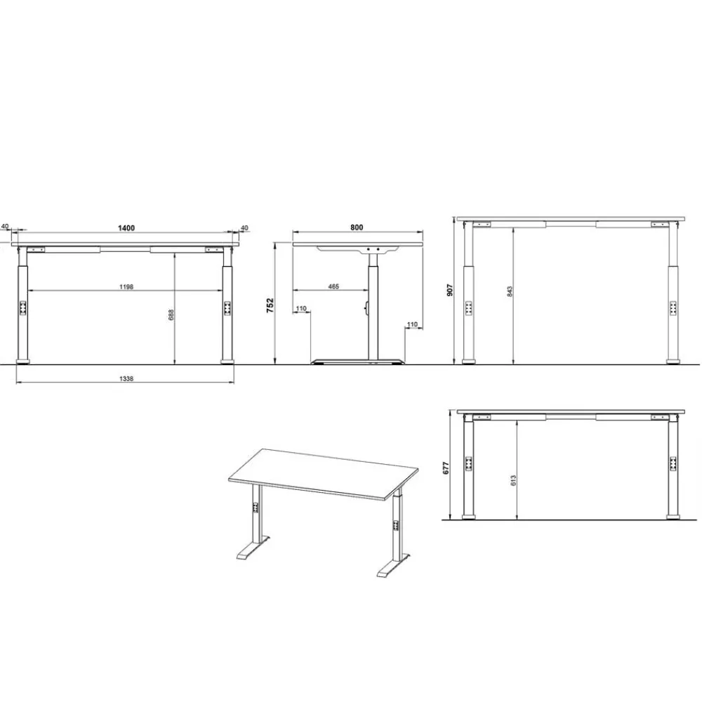 Wohnen Tische<Officetisch und Rollcontainer Set - Espnoz (zweiteilig)
