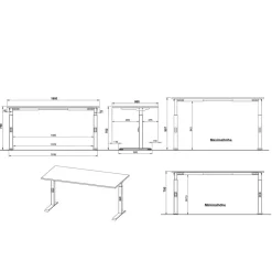 Wohnen Tische<Officetisch und Rollcontainer Set - Espnoz (zweiteilig)