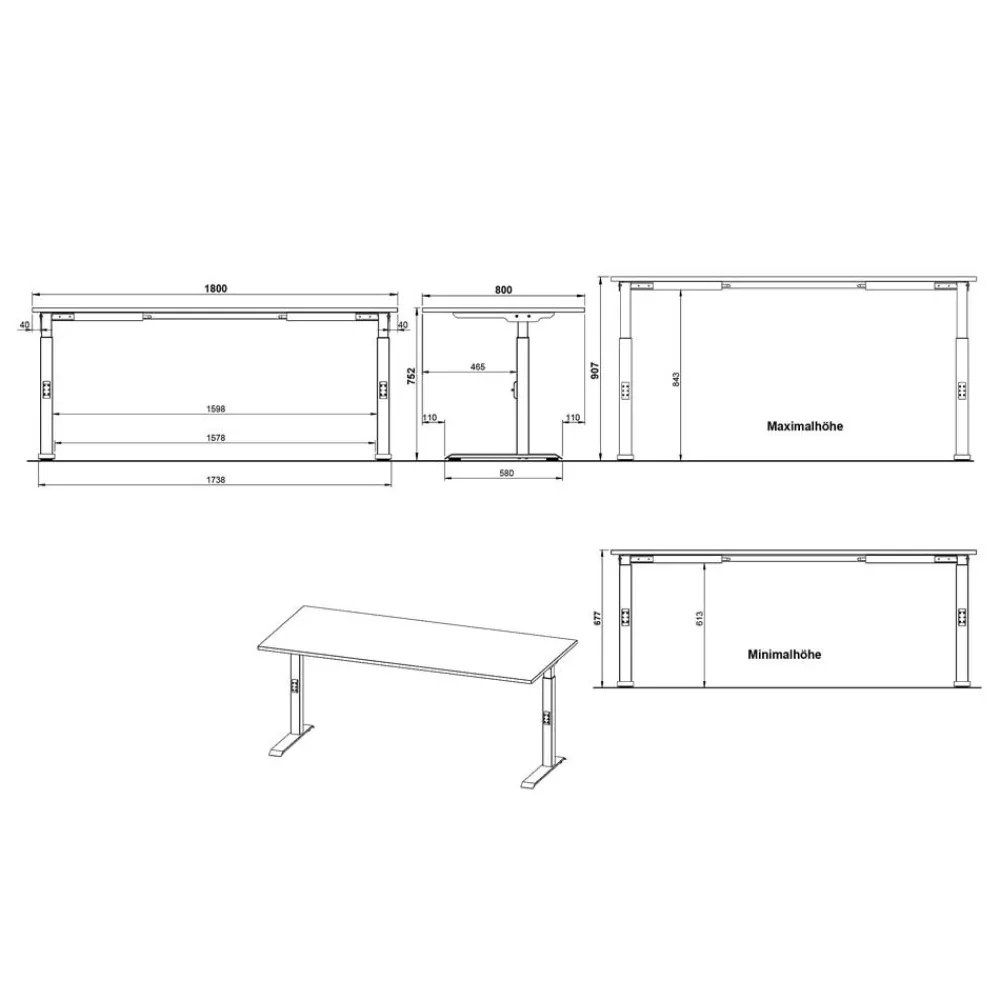 Wohnen Tische<Officetisch und Rollcontainer Set - Espnoz (zweiteilig)