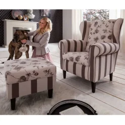 Wohnen Sessel<Ohrenbackensessel Prisma in Braun Beige