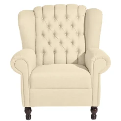 Wohnen Sessel<Ohrensessel in Beige und Nussbaum - Fakt